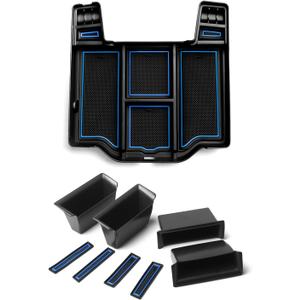 Karltys Center Console Organizer Tray Door Side Handle Storage Box for 2019-2025 2026 Dodge Ram 1500, Armrest Console Organizer and Front Rear Door Side Insert Storage Pocket Box Set of 5 (Blue)