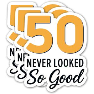 (3PCS) 50 Never Looked So Good Sticker  Happy 50 th Birthday, Waterproof Vinyl Decals for Party Decor, Scrapbooking, Water Bottles, Laptops, Size 3" x 2.5"