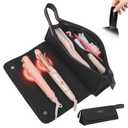 Hair Tools Travel Bag and Heat Resistant Mat, 2 in 1 Portable Organizer Hair Travel Case for Curling Iron, Hair Straightener, Flat Irons, PU Hangable Handle, Neoprene (Elegant Black)