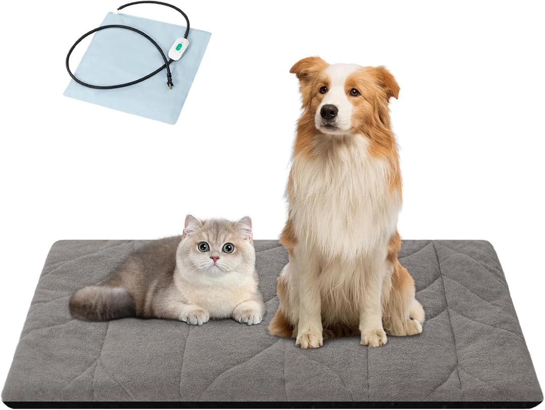 Vagascape Dog Pad (48"x28") - Waterproof Heated Mat & Pet Bed for Indoor and Outdoor Use, Chew Resistant Cord, Machine Washable Cover with Wheat Pattern Quilting, for Cats and Pets