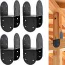 4Pack Post Cap Tie Brackets for 4x4 Wooden Posts, 14-Gauge Post Anchor Connector, Black Steel Installation Brackets, Internal Size 3-1/2" , Used to Connect Beams to The Top of Posts