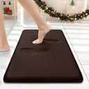 Smiry Memory Foam Bath Mat 24x16, Extra Soft and Absorbent Bathroom Mats, Non Slip Washable Carpet for Floor, Shower and Tub, Brown
