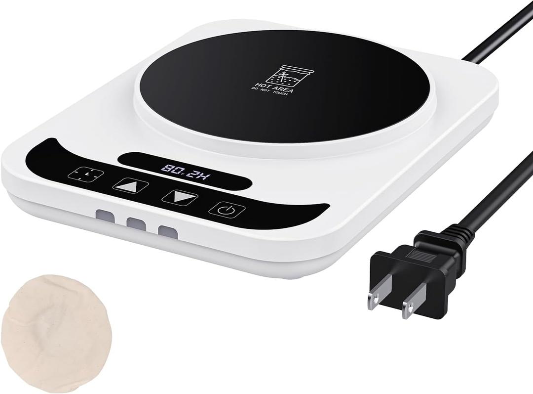 2025 Latest Model Sourdough Starter Warmer with Thermostat Control(4.5-Inch Heating Area,70-100F), Auto Warming On/Off, 12-Hour Timer, Food-Grade Silicone Mat, Ideal for Bread MakerWhite