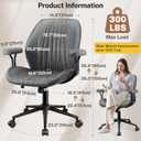 HeroSet Leather Office Chair with Removable Armrests, Mid Back Ergonomic Desk Chair with Lumbar Support, Adjustable Height Rocking Swivel Executive Chair for Home Office, Dark Gray, 21 Inches X 21 Inches X 39 Inches