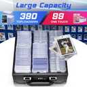 Card Storage Box for 3" x 4" 35pt Toploaders, Sports Cards Case with Lock, Trading Card Storage Box Holds 390 Top Loaders or 99 Magnetic Holders, Card Collection Box for Collectors