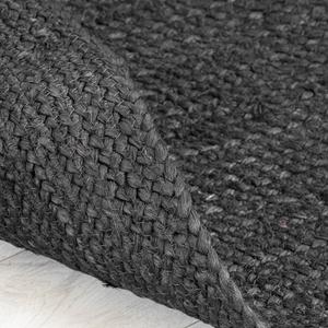 HOMEMONDE Handcrafted Woven Jute Runner Rug - Rustic Vintage Braided Reversible Area Rug - Farmhouse Indoor Floor Rug - Eco Friendly Rug for Kitchen/Hallway/Living Room/Bedroom (Black, 2'x6')