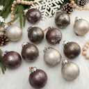 12 Pcs Neutral Textured Christmas Ball Ornaments 2.4 Inch Vintage Metallic Brown Maroon Gold Xmas Tree Ornament Shatterproof Rustic Distressed Xmas Baubles Antique Farmhouse Christmas Decor