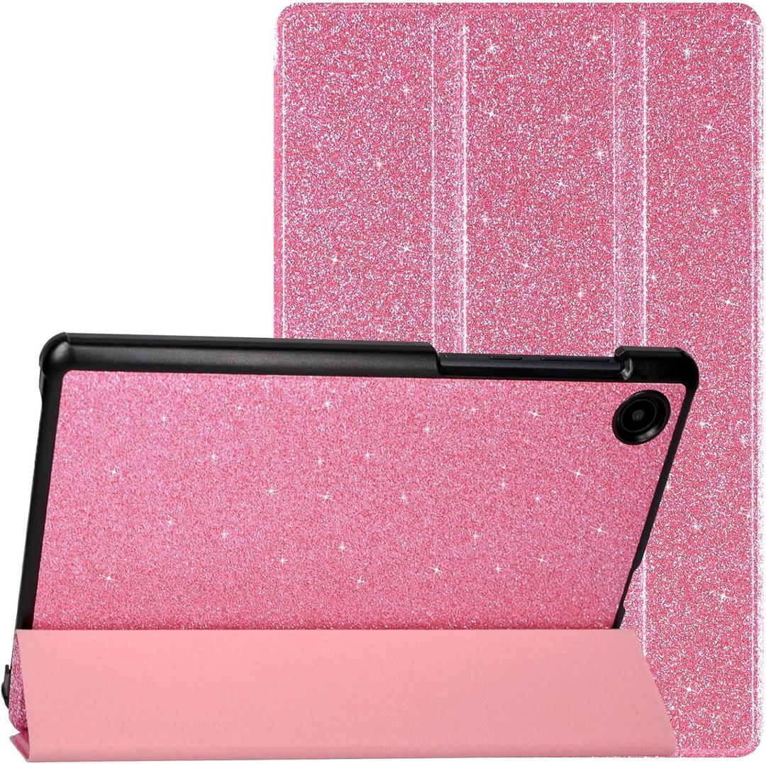 Caweet Case for TCL Tab 8 - Ultra Lightweight Slim Hard Back Shell Tri-Fold Stand Cover, Glitter Pink