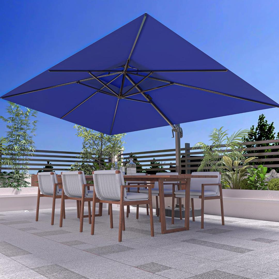 10' X 13' Outdoor Patio Umbrella Large Rectangle Cantilever Umbrella Heavy Duty 360Rotation Offset Umbrella for Garden Deck Pool Patio,Navy Blue
