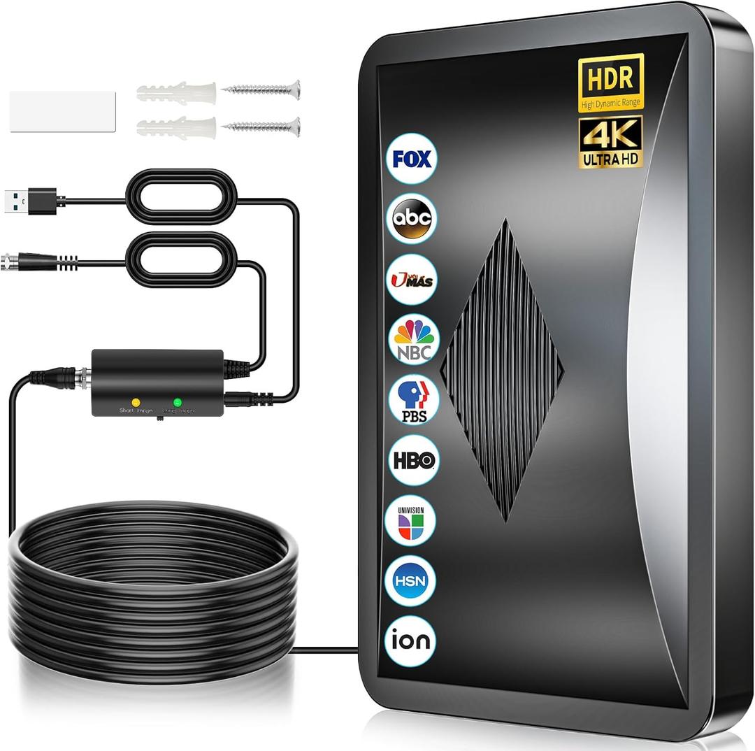 2026 Antenna for Smart TV Indoor, 3600+ Miles TV Antenna for Local Channels, Long Range HDTV Antenna, Digital Antenna with Signal Booster Amplifier - 4K 8K 1080p, 38FT Coxial Cable