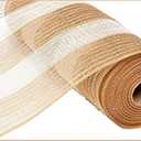 10 Inch x 30 Feet Deco Poly Jute Mesh Ribbon (Natural Brown White Cotton Stripe) : RY800348