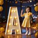 Marquee Letters 3 Feet Tall Large Light Up Letters A Marry Me Engagement Party Decor Yellow Light Birthday Decorations Balloon Arch Kit Foam Sign A