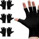 3Pairs Fingerless Cotton Gloves, Black Moisturizing Gloves, Fingerless Cotton Gloves for Eczema, Cut 5 Fingertips Overnight Hydration Fits Most Dry Hands