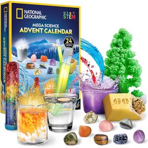 NATIONAL GEOGRAPHIC Science Kit & Rock Collection Advent Calendar 2025  Jumbo Advent Calendar with 24 Days of Science Experiments, Gemstones & More for Kids, STEM Projects for Kids Ages 8-12