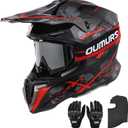 OUMURS Adult ATV Dirt Bike Helmet with Goggles Gloves & Mask Adjustable Sun Visor Motorcycle Adult Helmet Off-Road Motocross Downhill Moped MX for Unisex-Adult, XXL