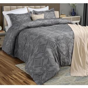 King Comforter Set 3 Piece Paisley Grey by Utopia Bedding Floral Comforters King Size Bedding Comforters Set Down Alternative Soft Bed Set 1 Comforter(90 x 102 inches) 2 Pillow Shams(20 x 36 inches)