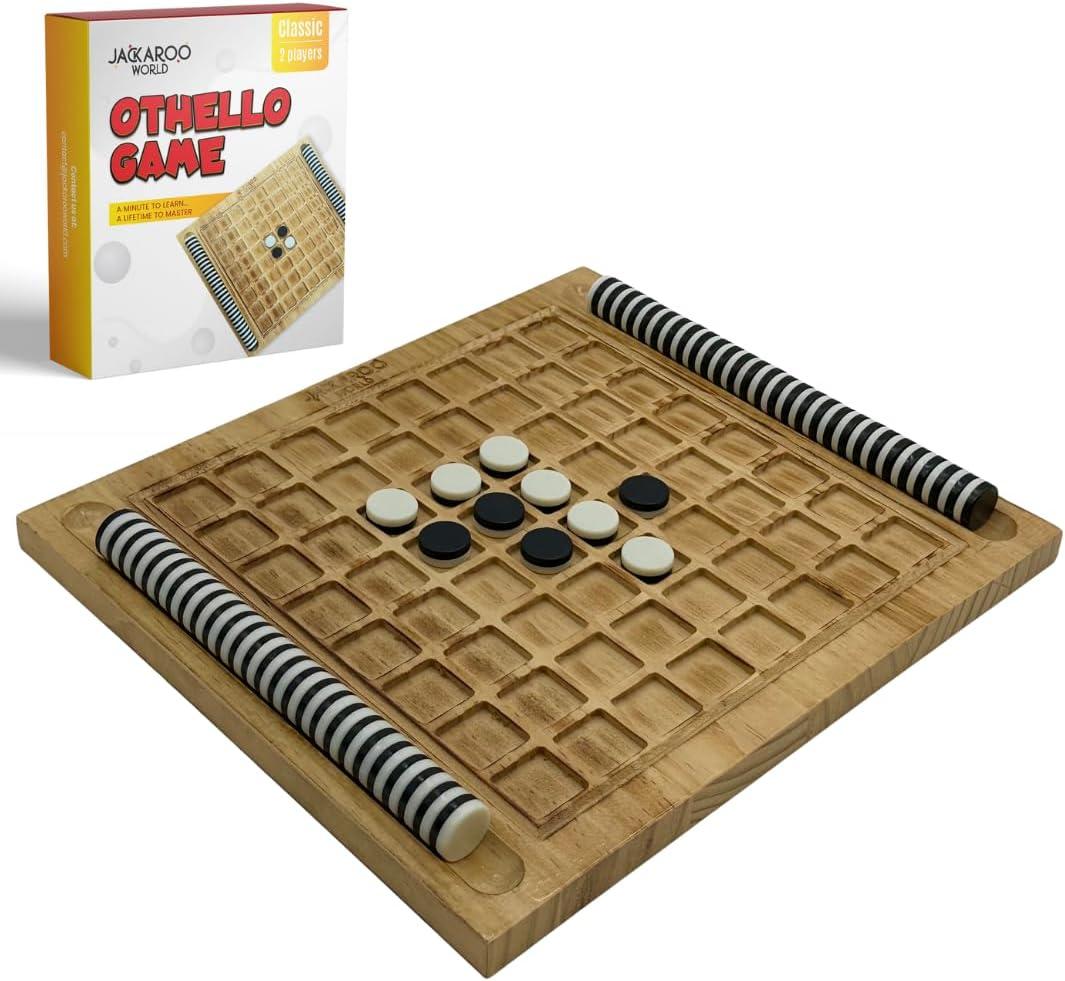 Othello Board Game, Reversi Game, Solid Wooden Game with 64 Discs, 2 Player Games, Travel Othello Game Original Reversi Fun, Competitive, Strategy Games Othello, Wooden Games for Adults