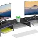 Dual Monitor Stand for Desk, Metal Computer Stand, Desk Shelf Riser,Desktop Organizer for Home and Office Use (Black)