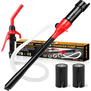 ELEAD Portable Battery Powered Pump - Red Electric Fuel/Water Transfer Pump 2.4 GPM, Liquid Siphon Pump with Adjustable Flow Control, Gas Pump with Filter Design, Gas Can Pump Ideal