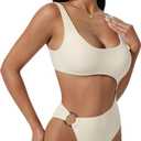 SUUKSESS Women Sexy One Piece Tummy Control Swimsuit Cutout Backless Bathing Suit (White) M