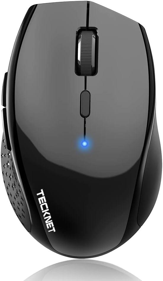 TECKNET Bluetooth Mouse, 4800 DPI Wireless Mouse, 2-Year Battery 6 Adjustable DPI, 6 Buttons Compatible with Laptop/Windows/Computer - Black (Black)