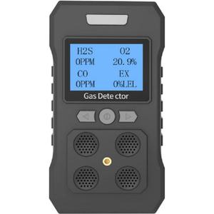 4 Gas Monitor Rechargeable Portable Gas Detector H2S O2 CO and LEL Multi Gas Monitor Professional Gas Sniffer with LCD Display Sound Light Vibration Alarm Mode.