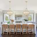 6 Lights Vintage Farmhouse Light Fixtures, Pendant Lights Kitchen Island Lighting, Modern Kitchen Light Fixtures Over Table Gold Chandelier for Dining Room Hallway Entryway Bedroom Foyer