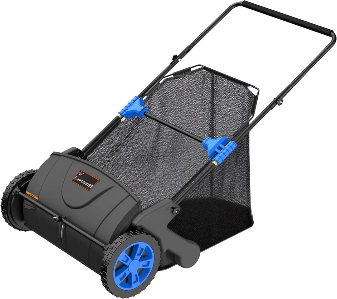 21 Inch Leaf & Lawn Sweeper Push Powered Garden Sweeper for Grass Clippings, Leaves & Debris Manual Push Yard Sweeper