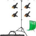 EMART 8.5 x 5ft Portable T-Shape Backdrop Stand Kit with Adjustable Frame, 4 Spring Clamps & Carry Bagfor Parties, Photography, Video, and Studio Background Support