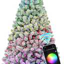HOLLO STAR 7.5 ft Flocked Prelit Christmas Tree with 503 LED Lights, App Control, Artificial Christmas Tree, Multi-Color RGBW Lights, 1355 Branch Tips, Snow Xmas Tree, for Home, Party