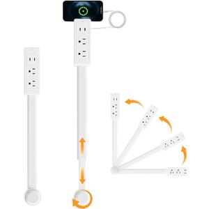 Electrical Outlet Extender Features USB-A,USB-C,2 AC Outlets,Wall Power Socket Expander Stick,Extendable Rotating Electric Outlet Plug Adapter Nightstands,Sofa,Desks and More Hard to Reach Space (B01)