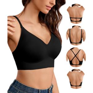 Backless Bra Low Back Bra - Backless Bras for Women Halter Bralette (Black, XS)
