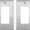 ENERLITES Decorator Switch or Receptacle Outlet Metal Wall Plate, Corrosion Resistant, Size 2-Gang 4.50" x 4.57", UL Listed, 7732, 430 Stainless Steel, Silver, 1 Count, Stainless Steel)