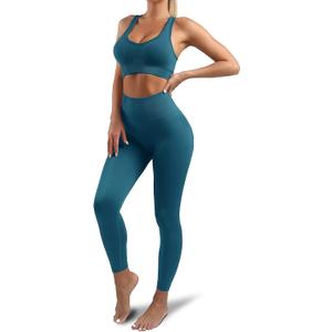 Womens Yoga Outfits 2 piece Set Workout Tracksuits Sports Bra High Waist Legging Active Wear Athletic Clothing Set (Medium, 1917 Teal Green)