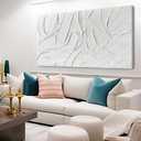 XIANSHOU Home Decor White Abstract Wall Decor Maximalist Artwork Textured Canvas Wall Art Pictures for Living Room Bedroom Home Office Decor 24"x48"