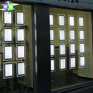 A4 Portrait Real Estate Window Hanging Led Sign Holder Display (4pcs Hanging in one Column)