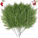 Hananona 40 Pcs Artificial Cedar Picks Faux Cedar Branches Fake Cypress Stems Plastic Pine Greenery Christmas Picks and Sprays DIY Accessories for Crafts Wreath Holiday Home Decor (40, Green)
