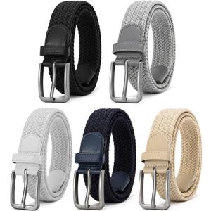 DOOPAI Braided Stretch Belt for Men, Elastic Woven Belt, casual Fabric Golf Belt, 1 3/8" for Golf Pants Jeans, Gift Box, Size 105