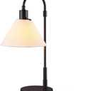 Globe Electric 20" Table Lamp, Matte Black, White Fabric Shade, Rotary Switch on Socket, 5-Foot Black Cord, Bedroom, Home Dcor, Nightstand