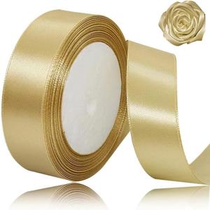 Gold Ribbon 1 inchwide and 25 Yards Long, Suitable for handicrafts, Wreaths, Wedding Party Decorations, Christmas, Hair Bows, Floral Bouquets, Baby Showers and Gift Wrapping