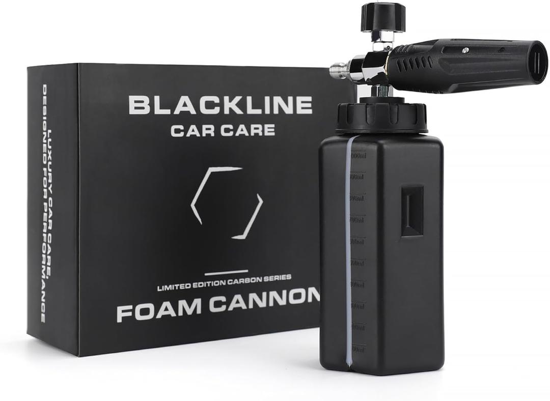 Blackline Foam Cannon for Pressure Washers (Wide Mouth), Durable Foam Sprayer for Safe Car & Truck Washing, Easy to Use & Adjust, Creates Thick Foam, 1L Bottle & Snow Foam Lance w/ 1/4" Quick Connect
