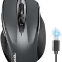 TECKNET Wireless Mouse (BT5.0/3.0 & 2.4G) Rechargeable 4800 DPI Silent USB A & Bluetooth Mouse 6 Buttons, Wide Compatibility - Grey