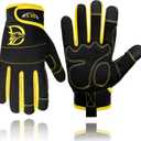 DLY Heavy Duty Work Gloves, Impact Protection Mechanic Gloves, Synthetic Leather Work Gloves, Touchscreen Capable M