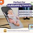 ComfyBumpy Ergonomic Baby Bouncer Seat - Bonus Travel Carry Case - Safe, Portable Bouncing Chair with Adjustable Height Positions - Infant Bouncy Seat Perfect for Newborn Babies (Grey)