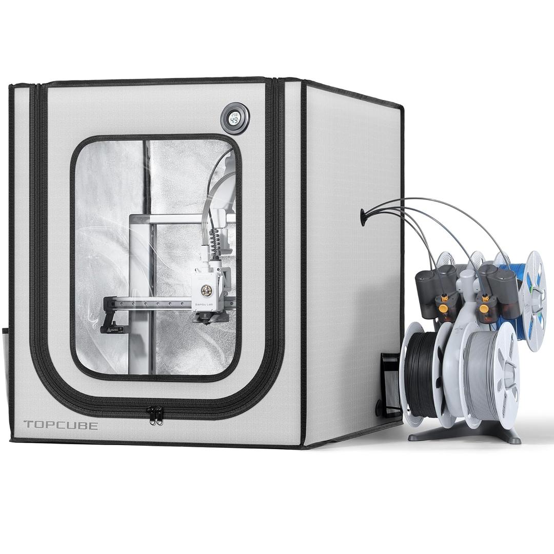 TOPCUBE 3D Printer Enclosure for Bambu Lab A1, Upgraded Large Size Enclosure with LED Light, Fireproof Waterproof Dustproof Noise Reduction Constant Temperature 3D Printer Cover, 580X670X670MM, Grey