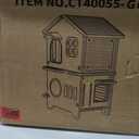 Outdoor Cat House with Insulated Liner, Weatherproof for Feral Multi Cat, 2 Story Plastic Elevated Cat Shelter with Escape Door, Scratching Post, Stainless Steel Bowl, Grey 21.5" D x 21" W x 34" H