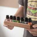 AXUYU Wooden 7 Slots Essential Oil Organizer, Nail Polish Shelf, Durable wood Makeup Display Stand, Makeup Storage Rack for Tabletop Essential Oils Perfume Rack for 10-20ml Bottles (7 Slots)