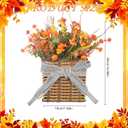 Thanksgiving Fall Door Hanger Basket Wreath Orange Pumpkin Wreath, Artificial Autumn Pumpkin Wreaths with Mixed Leaves Sunflower for Front Door Indoor Outdoor Decor Farmhouse Harvest Orange Wreaths