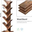SHEEPAM 10 Tier Tree Book Shelf, Floor Standing Wood Bookshelf for Narrow Space, Storage Organizer Bookshelves for Books/CDs/Magazine, Bookcase with Shelves for Home Office, Living Room - Brown