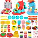 3 in 1 Dough Sets 59 PCS for Kids Ages 4-8, Dough Tools Kit with Ice Cream Noodle Hamburger Maker Machine, Kitchen Creations Art Crafts Food Play Toys for Boys Girls Kids Toddlers Ages 3+